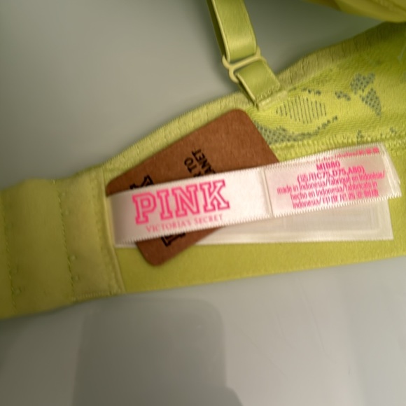 FINAL SALE‼️NWT Pink VS Bralette Lace Lime Green M - Picture 2 of 6